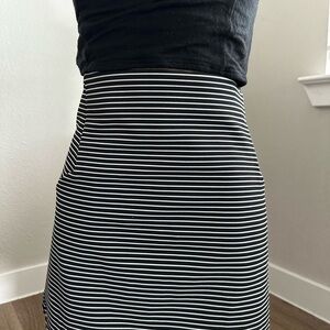 Topshop Black and White Striped A-Line Skirt